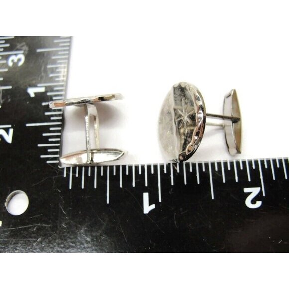 Round Starburst Checkerboard Cufflinks Tux Shirt Dress Suit Vintage - Picture 5 of 6